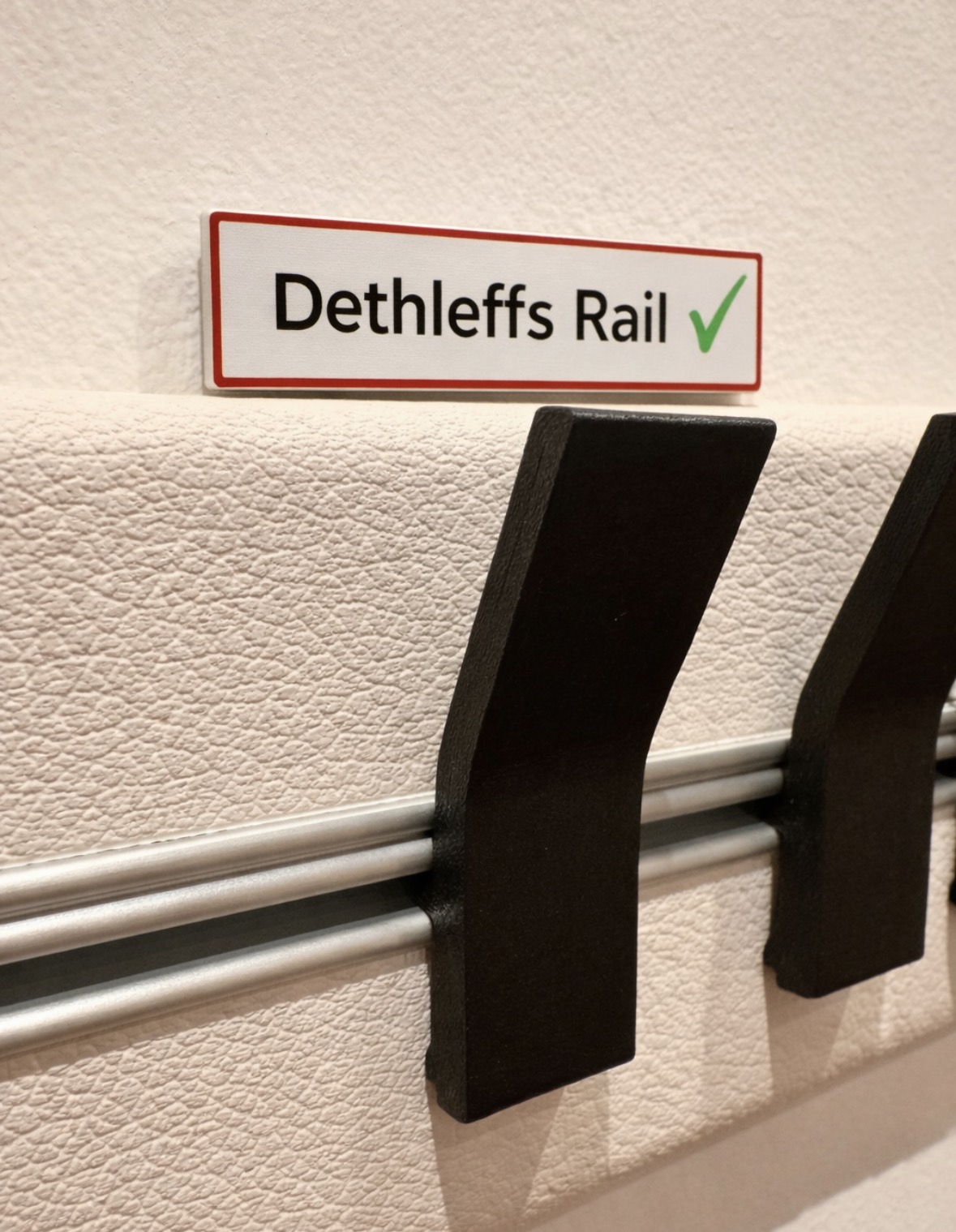 Dethleffs aluminium twin-bar rail system with Hook-In Elements accessories fitted
